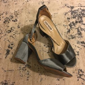 Steve Madden blue satin ankle sandal heels